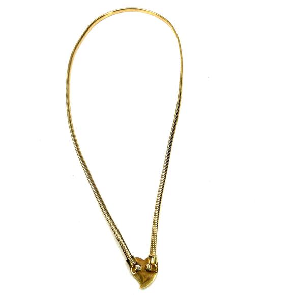 Vintage 80\'s Thin Stretch Belt Heart Buckle XXS-XS/0 Gold Tone Women\'s Coil 25\